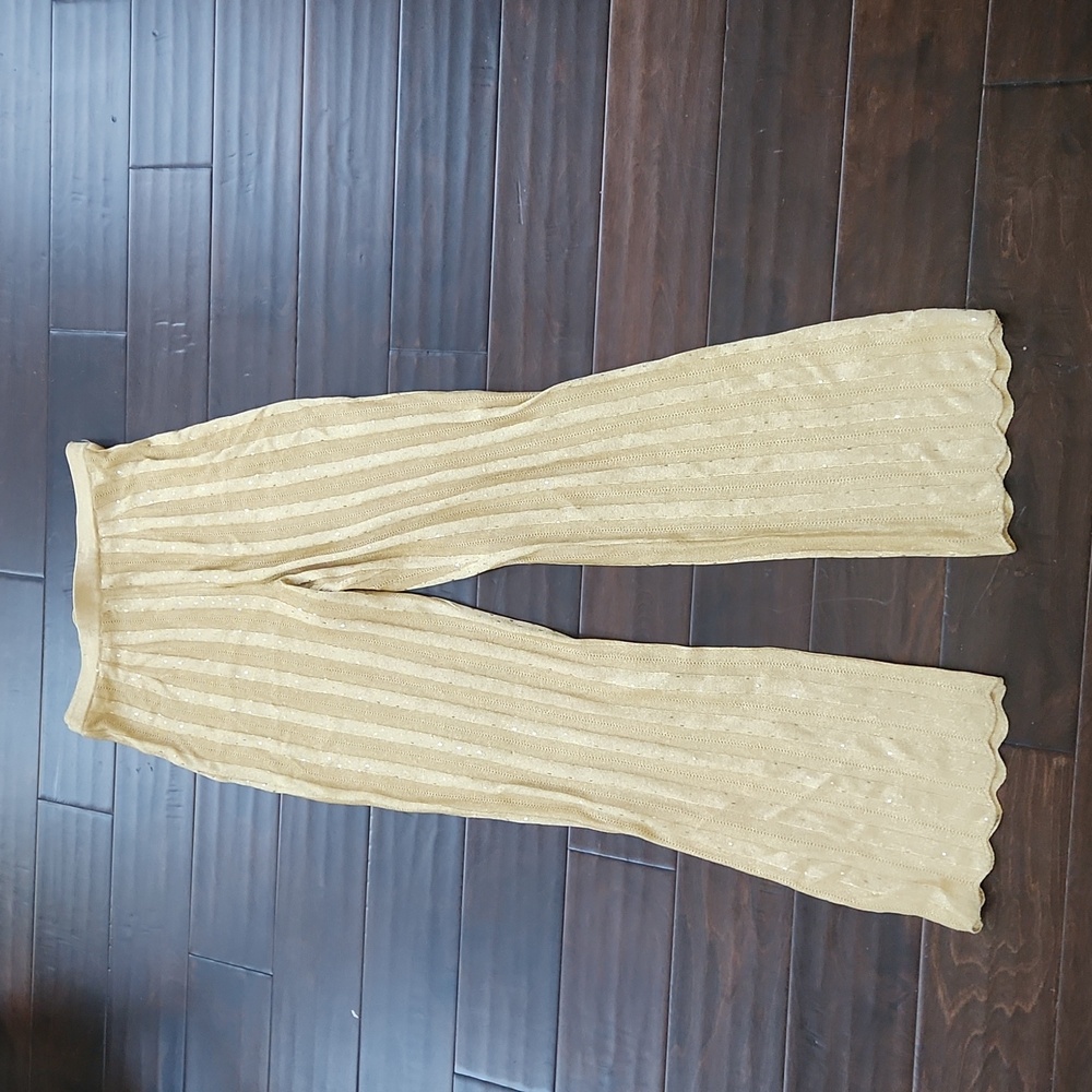 🔥St John Couture gold knit and sequin pants
